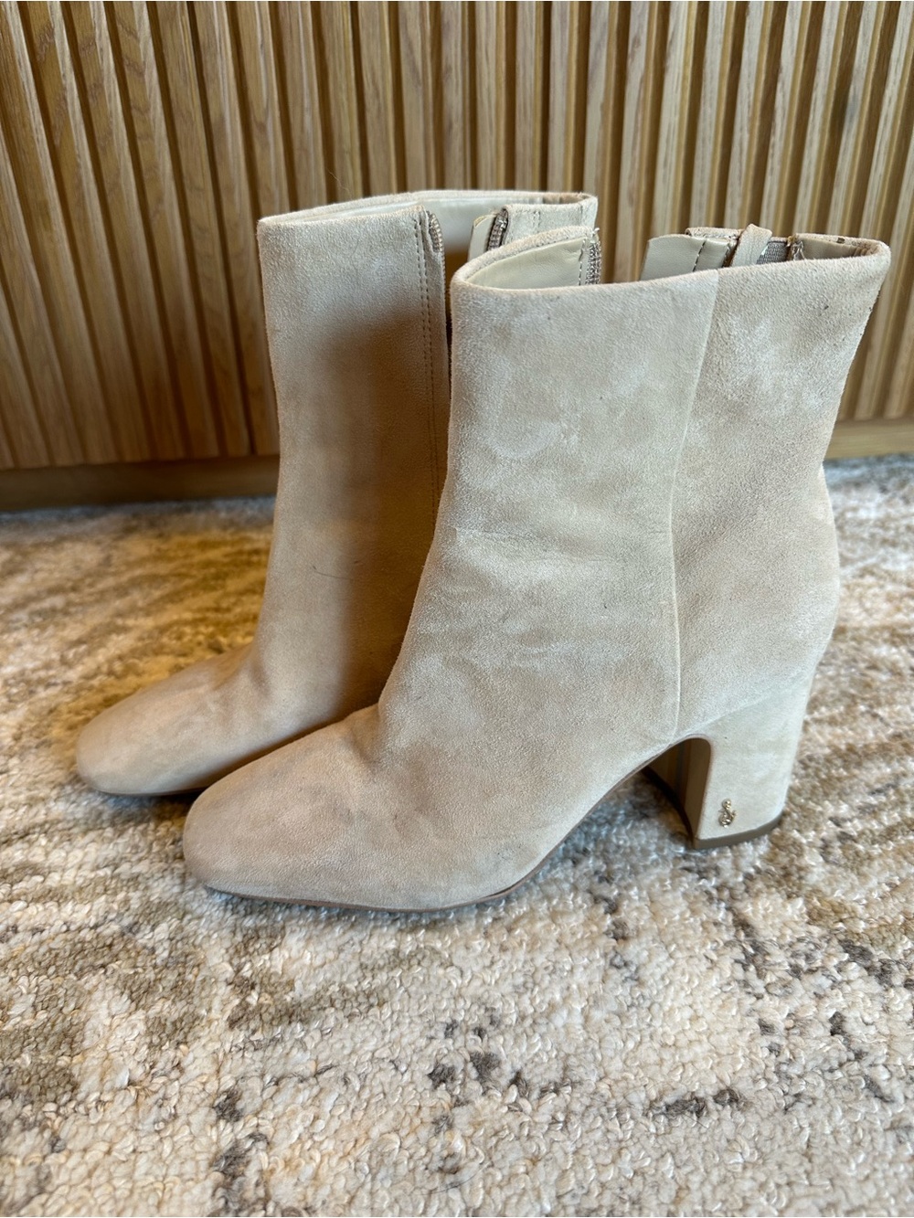 Sam Edelman Beige Suede Ankle Boots